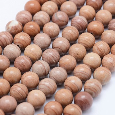 Natural Red Line Jasper Beads Strands G-F531-8mm-N-1