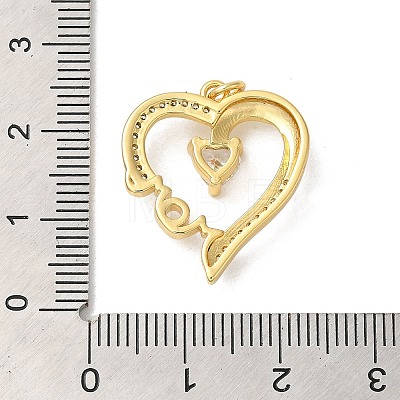 Heart Rack Plating Brass Micro Pave Clear Cubic Zirconia Pendants KK-K377-56G-1