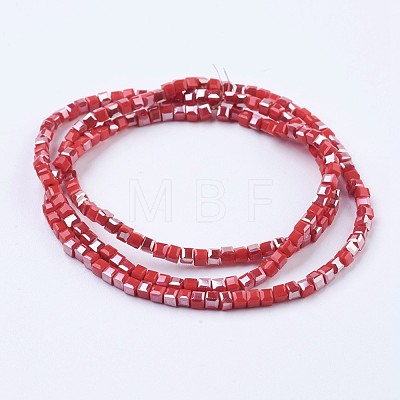 Electroplate Opaque Glass Beads Strands EGLA-F121-HR-C01-1