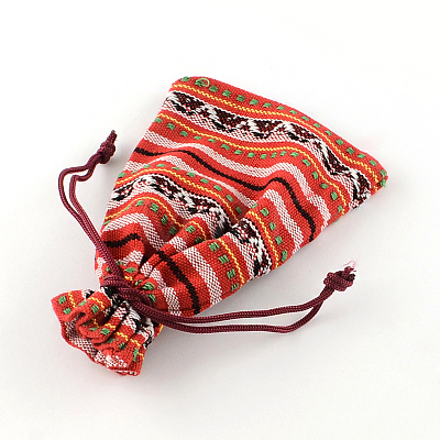 Ethnic Style Cloth Packing Pouches Drawstring Bags X-ABAG-R006-10x14-01H-1