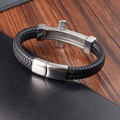 Woven Imitation Leather Cord Bracelets PW-WGD5038-01-1