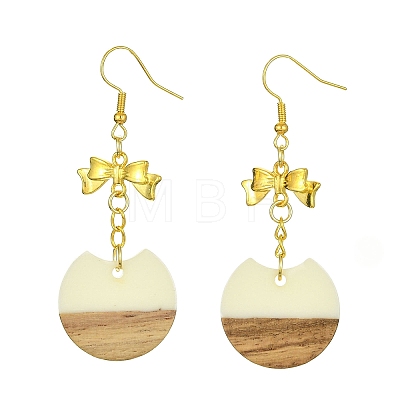 Resin & Walnut Wood Dangle Earrings EJEW-JE05507-04-1