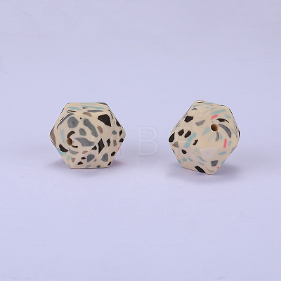 Colorful Pattern Printed Silicone Beads SI-JX0022A-16-1