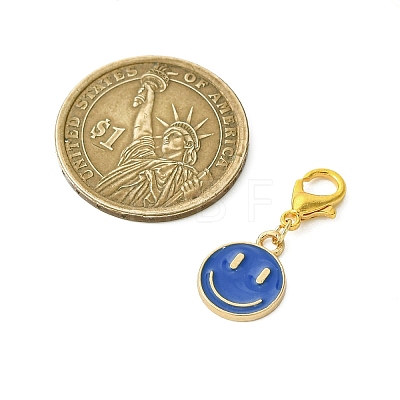 Smiling Face Alloy Enamel Pendant Decorations HJEW-JM02890-1