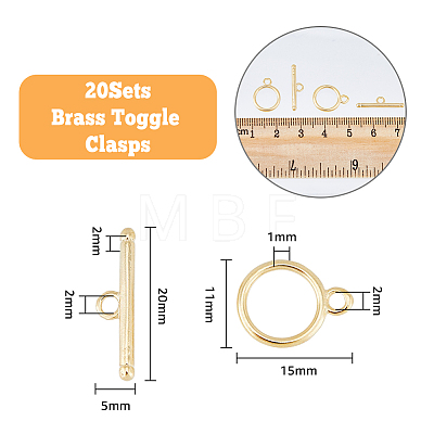 20 Sets Eco-friendly Brass Toggle Clasps KK-DC0002-29-1