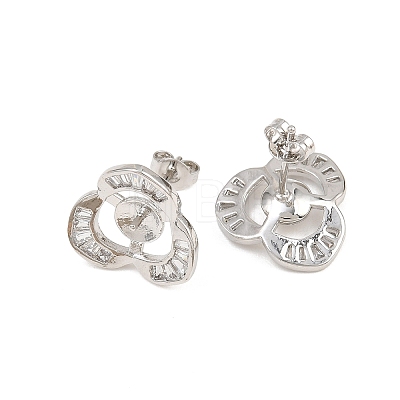 Brass Micro Pave Cubic Zirconia Stud Earring Finding CU-CBAA5EE-01P-1