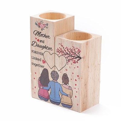 Wooden Candle Holder AJEW-XCP0001-67-1
