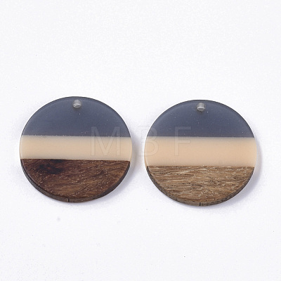Two Tone Transparent Resin & Walnut Wood Pendants X-RESI-S358-78-A01-1