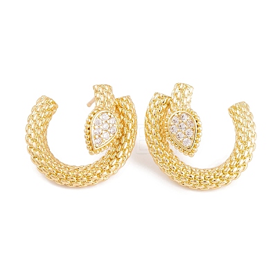 Rack Plating Brass Cubic Zirconia Ear Earrings EJEW-S219-07G-1