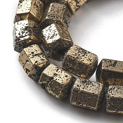 Electroplated Natural Lava Rock Beads Strands G-A251-A01-01E-1