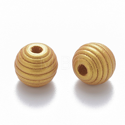 Painted Natural Wood Beehive Beads WOOD-Q040-019B-B01-1
