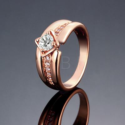Classic Real Rose Gold Plated Brass Cubic Zirconia Rings for Men RJEW-BB06383-8RG-1