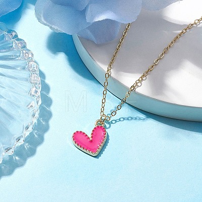 Alloy Enamel Heart Pendants Necklaces NJEW-JN04772-01-1