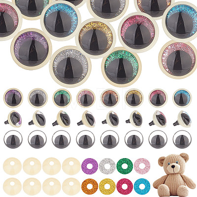 HOBBIESAY 32 Sets 8 Colors Glitter Plastic Craft Doll Eyes KY-HY0001-13A-1