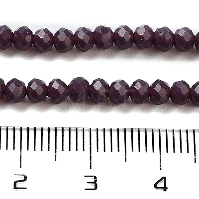 1 Strand Opaque Solid Medium Purple Color Faceted Crystal Glass Rondelle Beads Strands X-EGLA-F049A-08-1