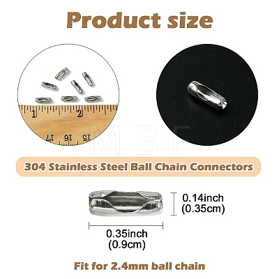 304 Stainless Steel Ball Chain Connectors STAS-YW0001-76P-1