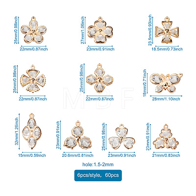 60Pcs 10 Style Alloy Pendants PALLOY-TA0002-29-1