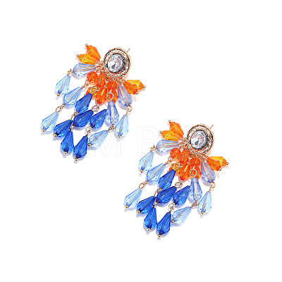 Zinc Alloy Acrylic Teardrop Tassel Stud Earrings for Women WGB9C49-01-1