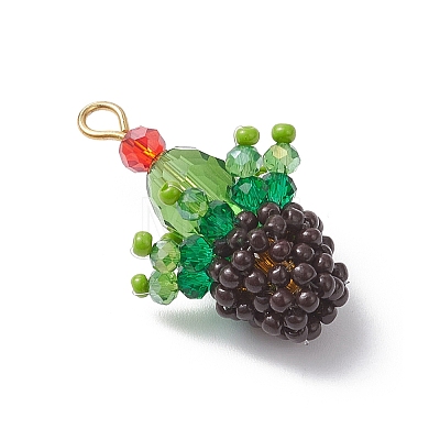 Glass Seed Beaded Cactus Pendants PALLOY-MZ01102-1