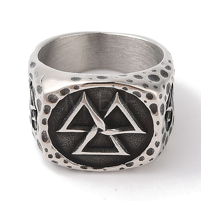 Viking 304 Stainless Steel Valknut Rings RJEW-U005-17E-AS-1