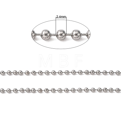 3.28 Feet 304 Stainless Steel Ball Chains X-CHS-A002B-2.4mm-1