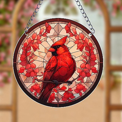 Cardinal & Leaf Acrylic Window Hanging Ornaments PW-WGA55A8-01-1