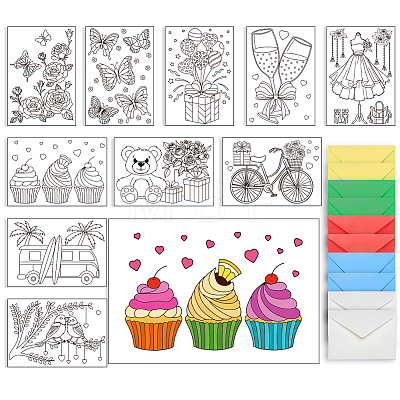 AHADERMAKER 1 Set Coloring Paper Greeting Cards Sets AJEW-GA0007-26A-1