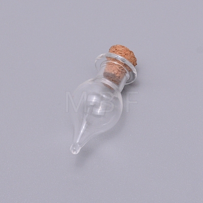 Empty Glass Wishing Bottle Pendants GLAA-WH0025-08-1