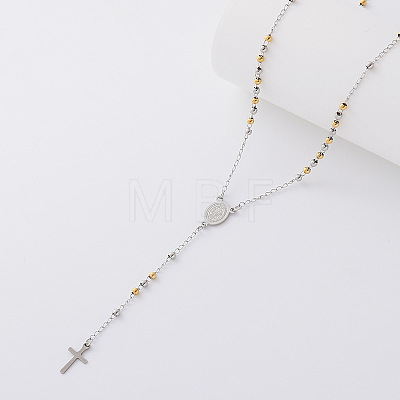 Vintage 304 Stainless Steel Round Rosary Bead Necklaces LC9339-5-1