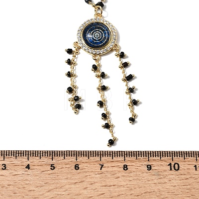 Boho Brass Resin Layered Tassel Evil Eye Pendant Necklaces NJEW-L014-02G-1