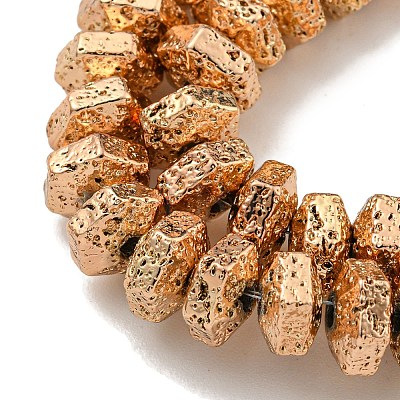 Electroplated Natural Lava Rock Beads Strands G-I360-G01-1