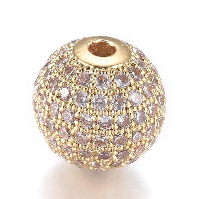CZ Jewelry Brass Micro Pave Cubic Zirconia Round Beads ZIRC-M024-06-1