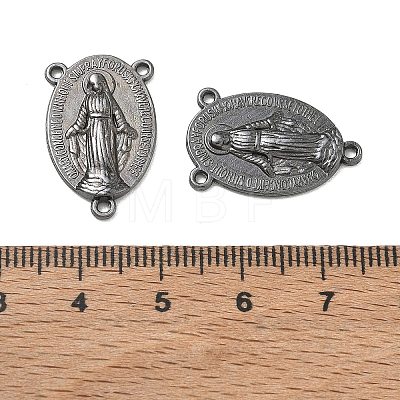 Holy Oval Carved Virgin Mary Tibetan Style Alloy Chandelier Component Links X-TIBEP-LF0961YKG-B-FF-1