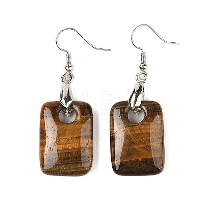 Natutal Tiger Eye Dangle Earrings EJEW-F343-E08-1