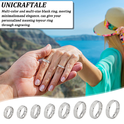 Unicraftale 16Pcs 8 Size 201 Stainless Steel Textured Plain Band Rings Set for Women RJEW-UN0002-77P-1