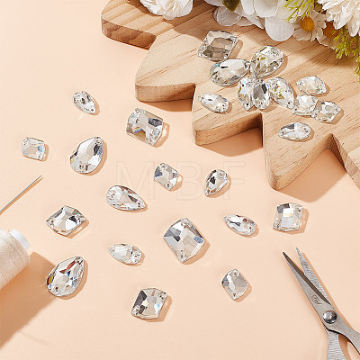 GOMAKERER 80Pcs 6 Style Irregular Rhombus & Teardrop Glass Sew On Rhinestone GLAA-GO0001-16-1