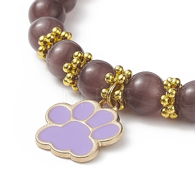 Cat Eye Round Beads Beaded Bracelets BJEW-JB09050-1