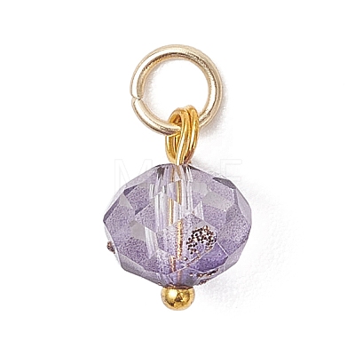 6Pcs Gradient Color Glass Pendants PALLOY-JF04740-1
