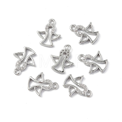 Brass Micro Pave Clear Cubic Zirconia Charms KK-E068-VF259-1