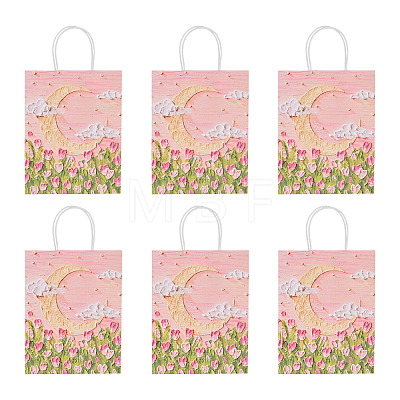 6Pcs Flower Printed Paper Gift Bags ABAG-TADJ0001-08A-1