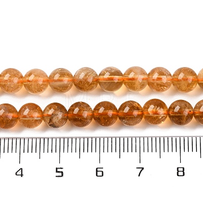 Round Natural Citrine Beads Strands G-K068-12A-6mm-1