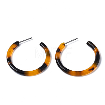 Cellulose Acetate(Resin) C Shape Half Hoop Earrings KY-S163-371-1