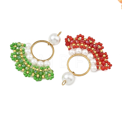 304 Stainless Steel & Glass Seed Beaded Pendants PALLOY-MZ01376-1