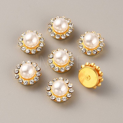 Flower Plastic Rhinestone Ornament Accessories FIND-WH0143-90B-1