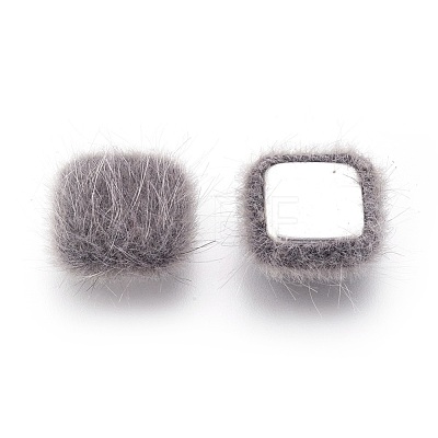 Faux Mink Fur Covered Cabochons WOVE-F021-04S-02-1