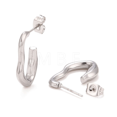 304 Stainless Steel C-shape Stud Earrings EJEW-P197-03P-1