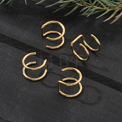 304 Stainless Steel 2 Line Hoop Clip on Nose Rings AJEW-A062-07G-1