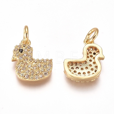 Brass Micro Pave Cubic Zirconia Charms ZIRC-I038-10G-1