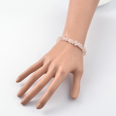 Trendy Natural Rose Quartz Beaded Bracelets BJEW-JB02044-01-1