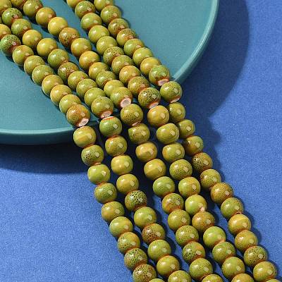 Handmade Fancy Antique Glazed Porcelain Ceramic Round Beads Strands PORC-L019-8mm-10-1